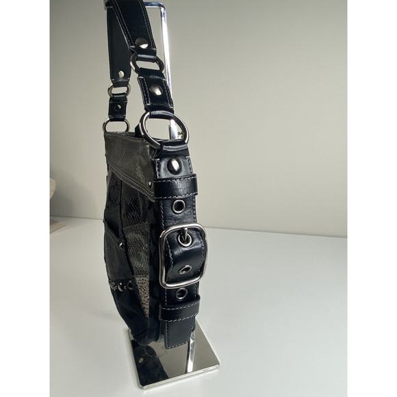 Coach Zoe Patchwork Silver Animal Print Black Gray Purse Suede Model f0873-12901 - Picture 13 of 16